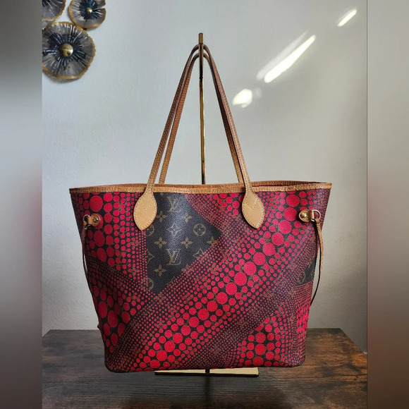 Louis Vuitton Monogram Kusama Waves Neverfull MM Red - Picture 2 of 16